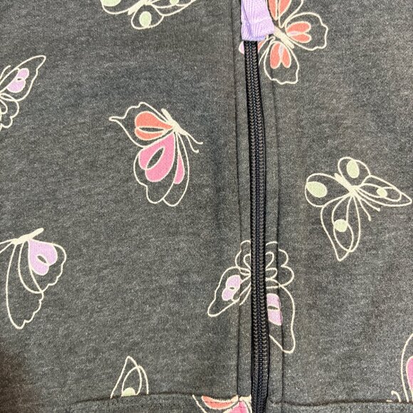 Cat & Jack Girls Hoodie Size Medium Charcoal Butterflies (SKU: 165G) - Picture 3 of 4